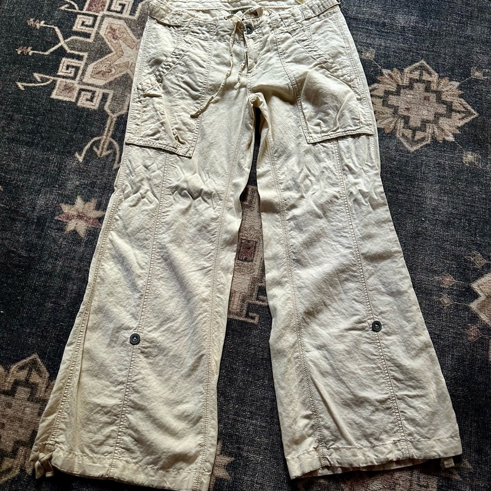 Free People Cream Wide Leg Pants